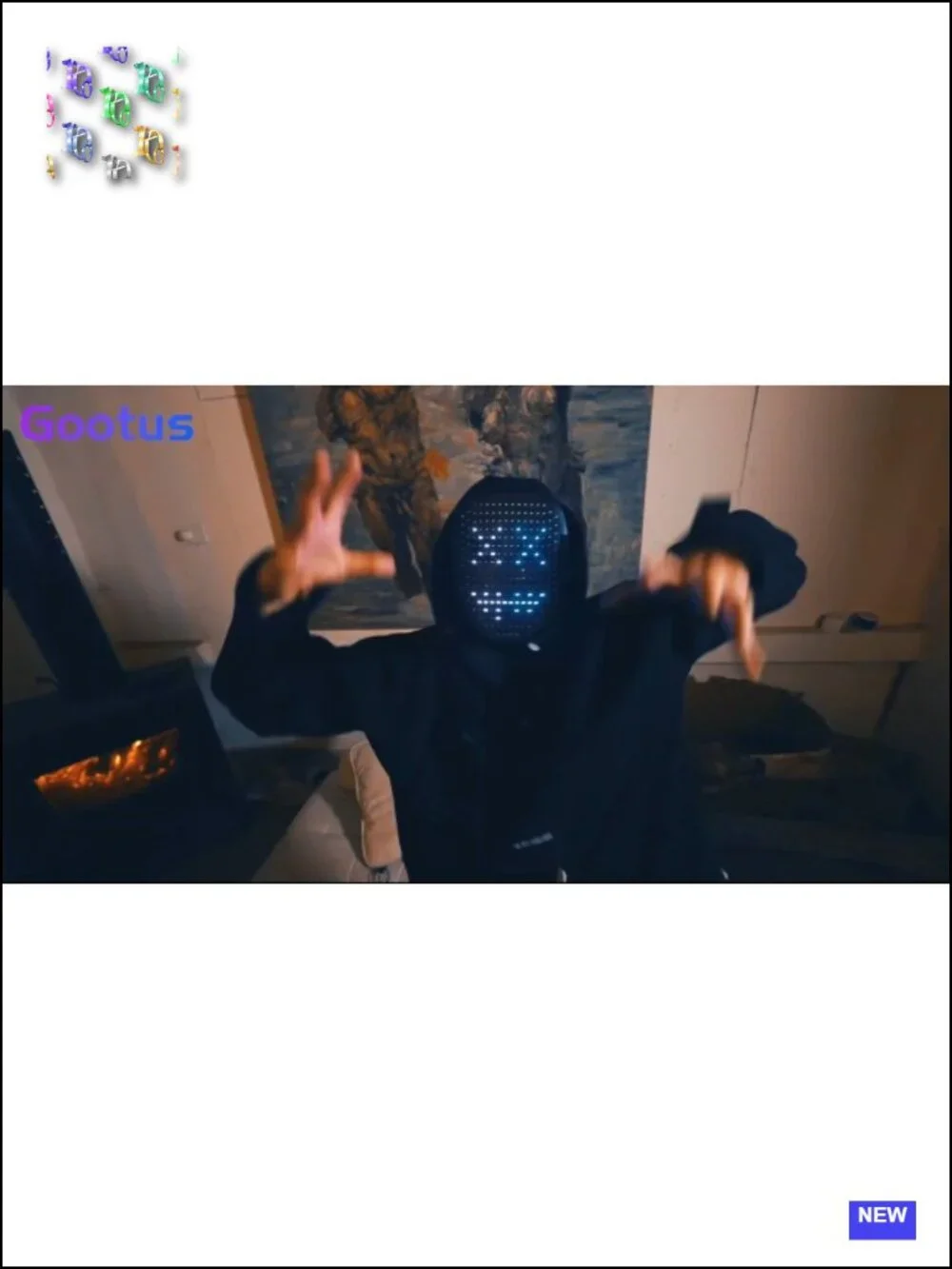 LED Light Up Mask with Gesture Sensing, 50 Patterns, Rechargeable, for Kids &